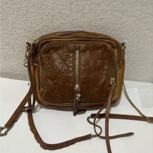 Anthropologie Kelsi Dagger Brown Crossbody Purse chain strap